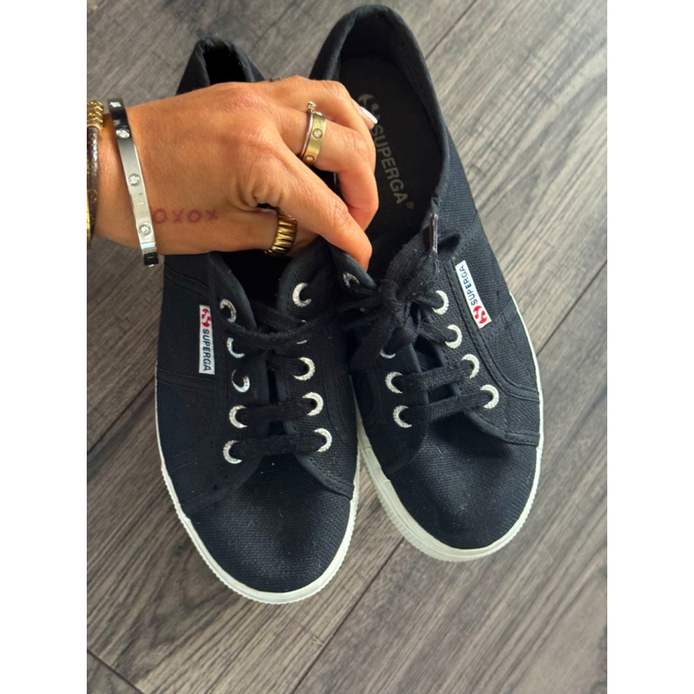 SUPERGA Black Canvas Platform Fashion Sneakers Womens Size 7, Mens Size 5.5 - Picture 9 of 13